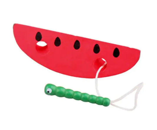 Montessori Wooden Threading Puzzle - Brightilo Watermelon & Cheese Toy