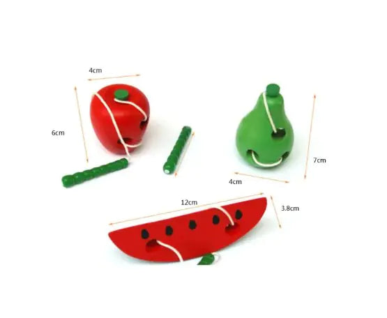 Montessori Wooden Threading Puzzle - Brightilo Watermelon & Cheese Toy