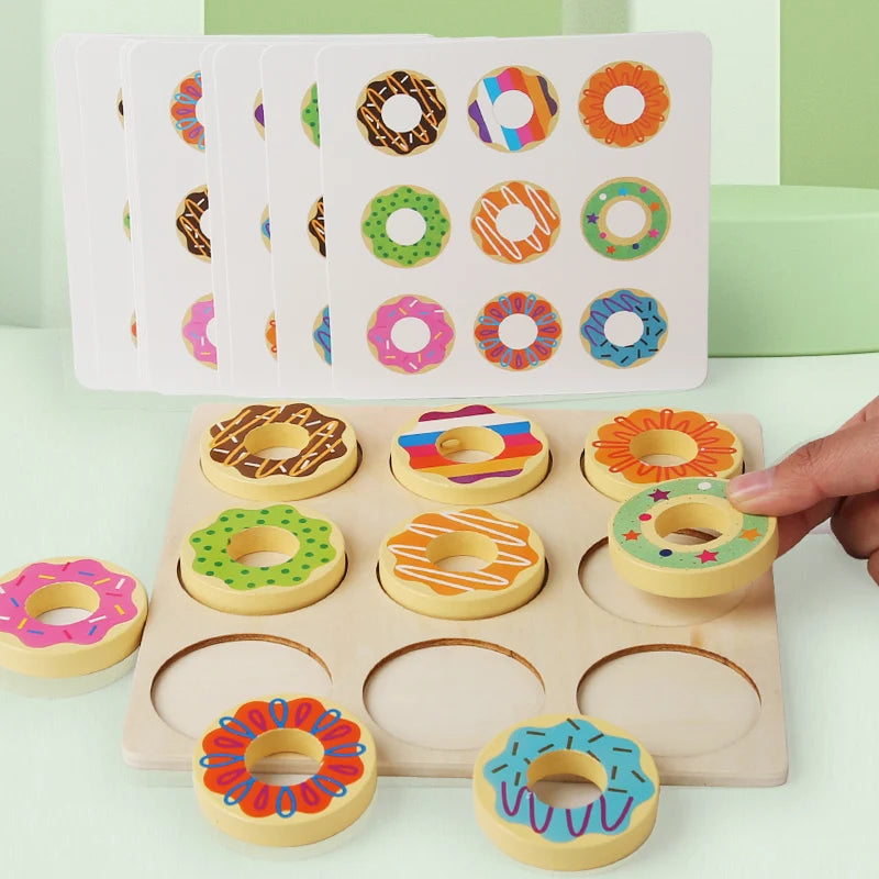 Wooden Donut Puzzle - Brightilo Montessori Early Learning Matching Game