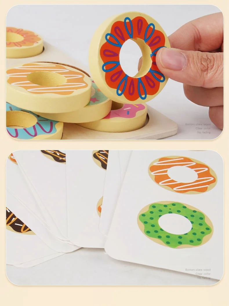 Wooden Donut Puzzle - Brightilo Montessori Early Learning Matching Game