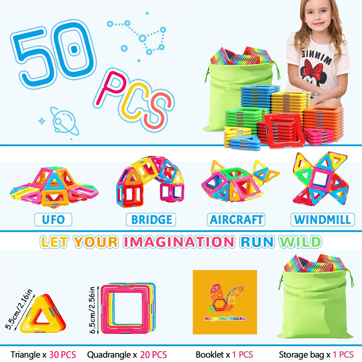 Magnetic Building Blocks Set - Brightilo Creative & Educational Toy for Kids