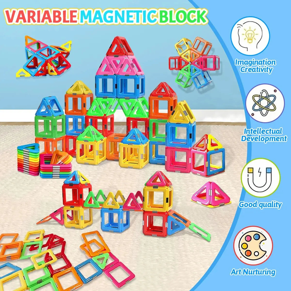 Magnetic Building Blocks Set - Brightilo Creative & Educational Toy for Kids