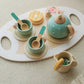 Wooden Tea Party Playset - Brightilo Pretend Kitchen Toy for Kids Role Play