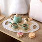 Wooden Tea Party Playset - Brightilo Pretend Kitchen Toy for Kids Role Play