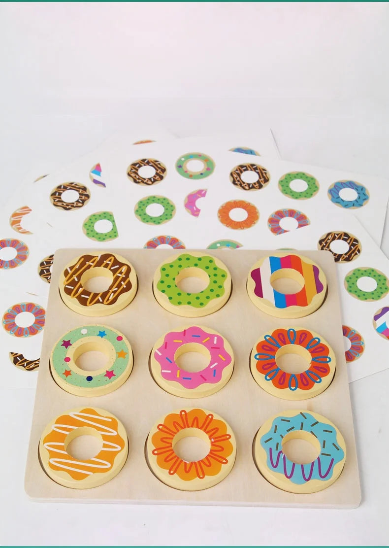 Wooden Donut Puzzle - Brightilo Montessori Early Learning Matching Game