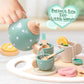 Wooden Tea Party Playset - Brightilo Pretend Kitchen Toy for Kids Role Play