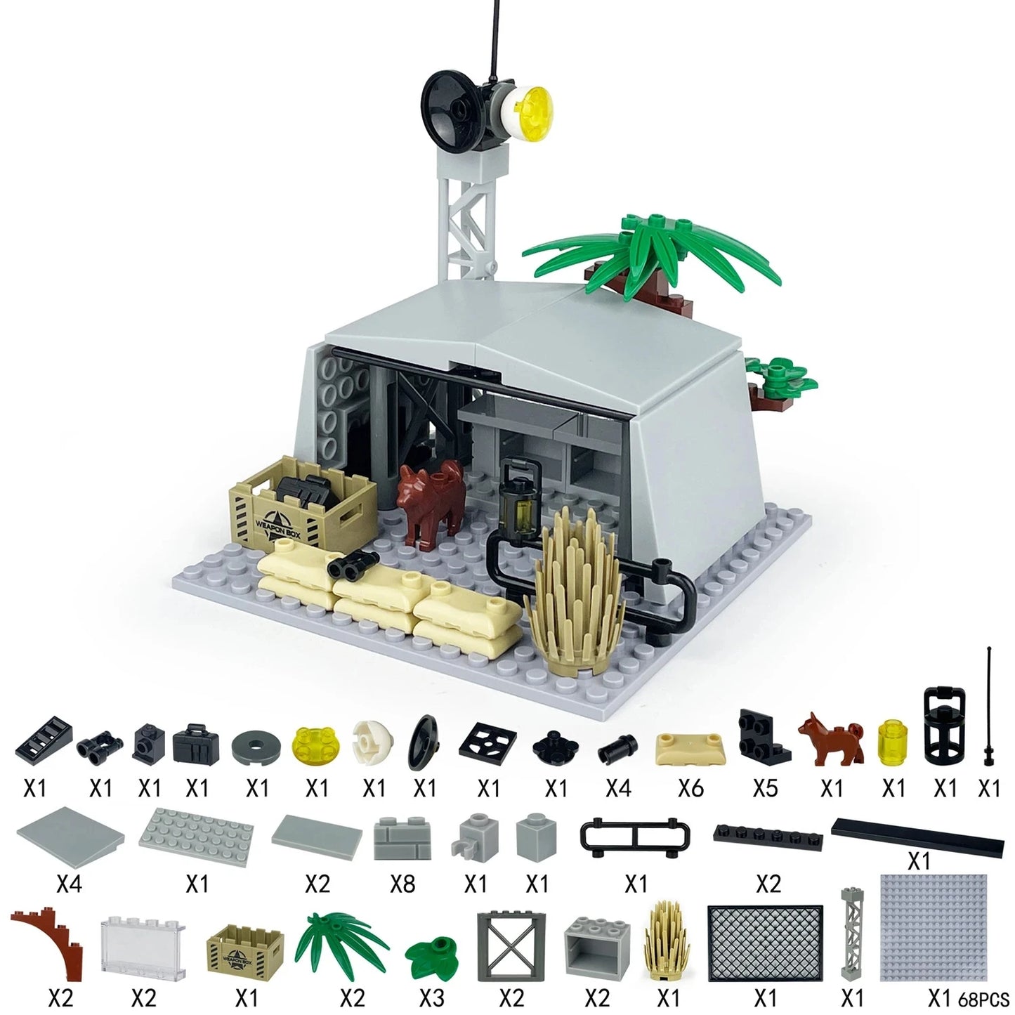 WW2 Army Command Post Building Blocks - Brightilo Military Soldiers Bunker & Sentry Tower Toy