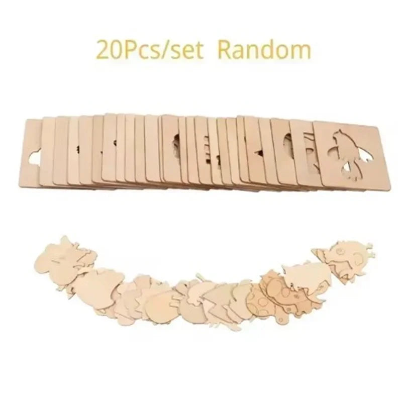 Wooden Painting Stencils Set - Brightilo Montessori DIY Art Kit for Kids