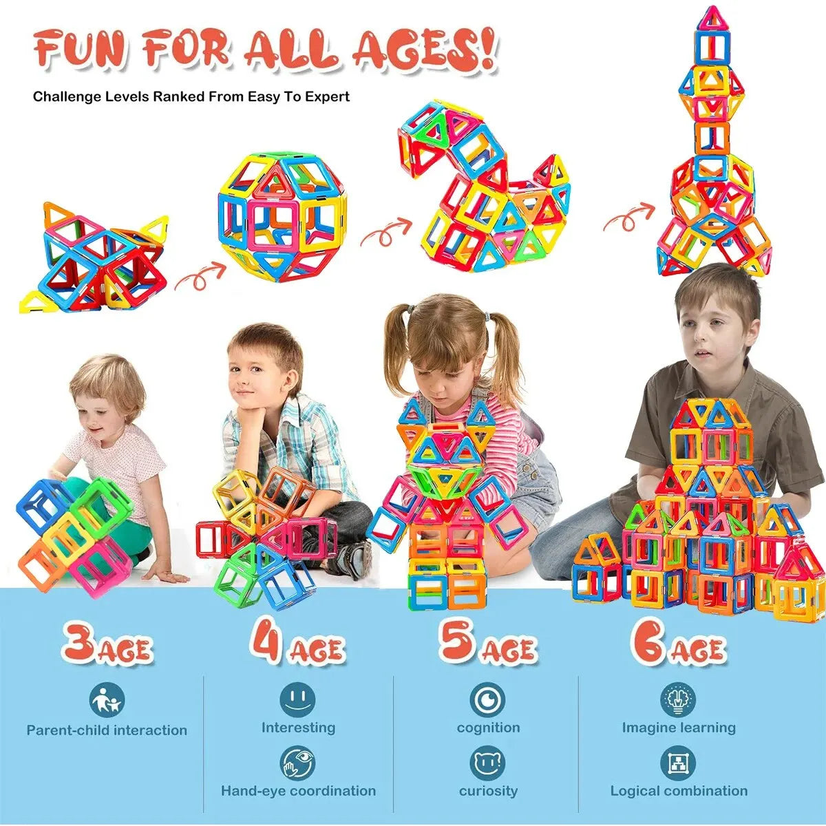 Magnetic Building Blocks Set - Brightilo Creative & Educational Toy for Kids