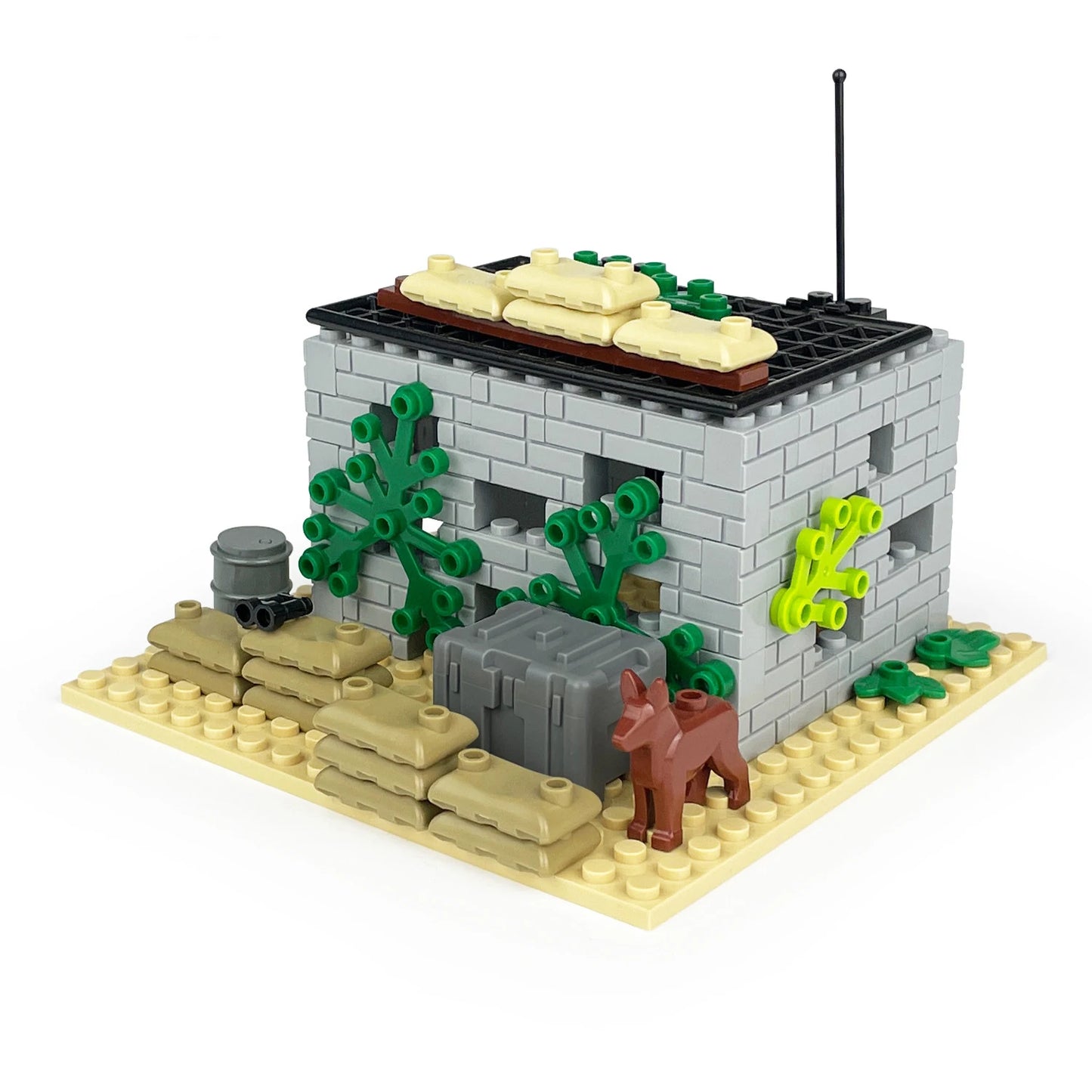 WW2 Army Command Post Building Blocks - Brightilo Military Soldiers Bunker & Sentry Tower Toy