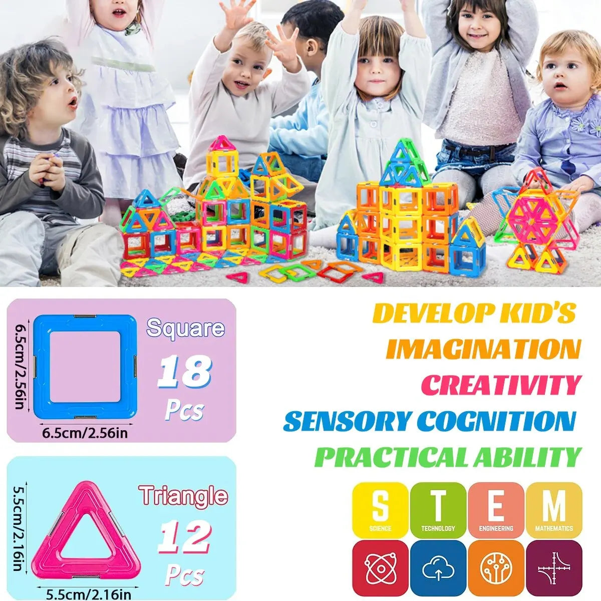 Magnetic Building Blocks Set - Brightilo Creative & Educational Toy for Kids