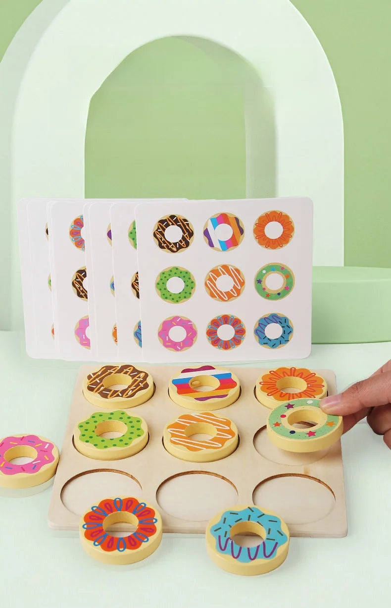 Wooden Donut Puzzle - Brightilo Montessori Early Learning Matching Game