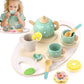 Wooden Tea Party Playset - Brightilo Pretend Kitchen Toy for Kids Role Play