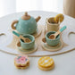 Wooden Tea Party Playset - Brightilo Pretend Kitchen Toy for Kids Role Play