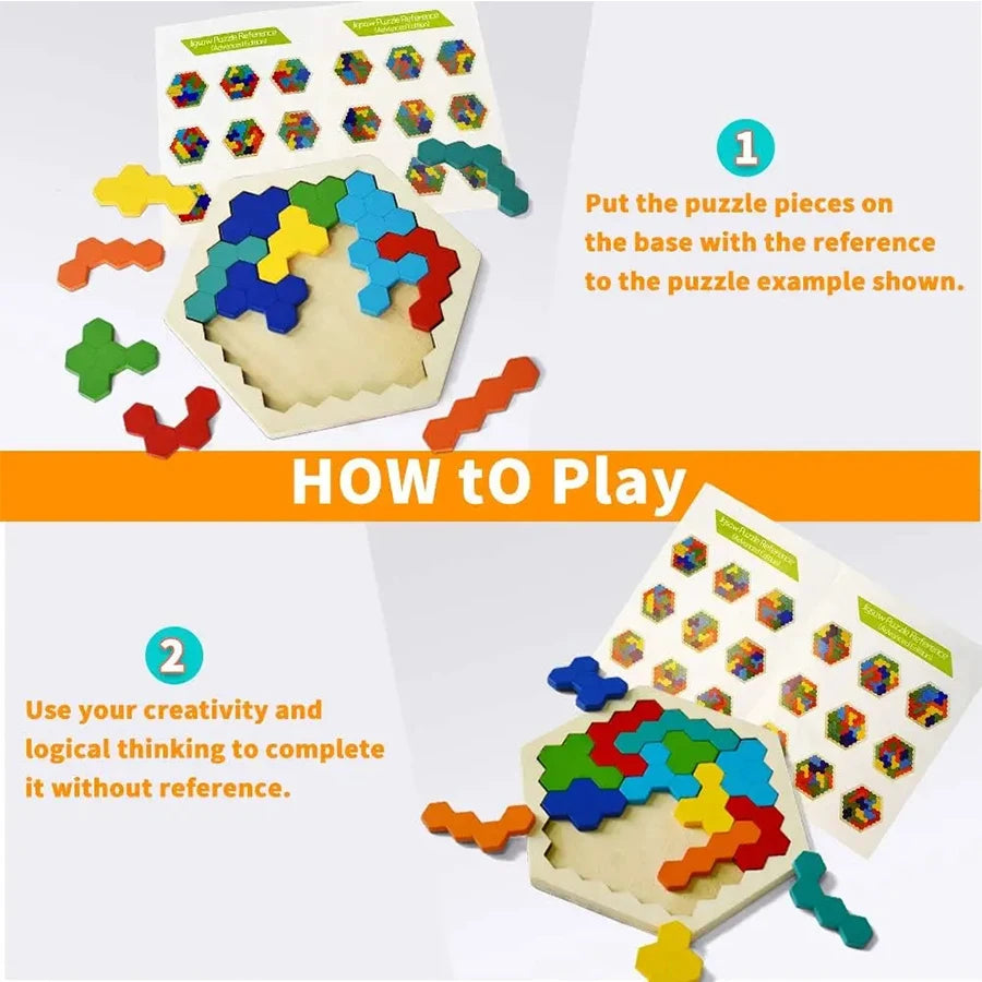 Wooden Tangram Jigsaw - Brightilo DIY Puzzle for Kids Learning & Brain Training