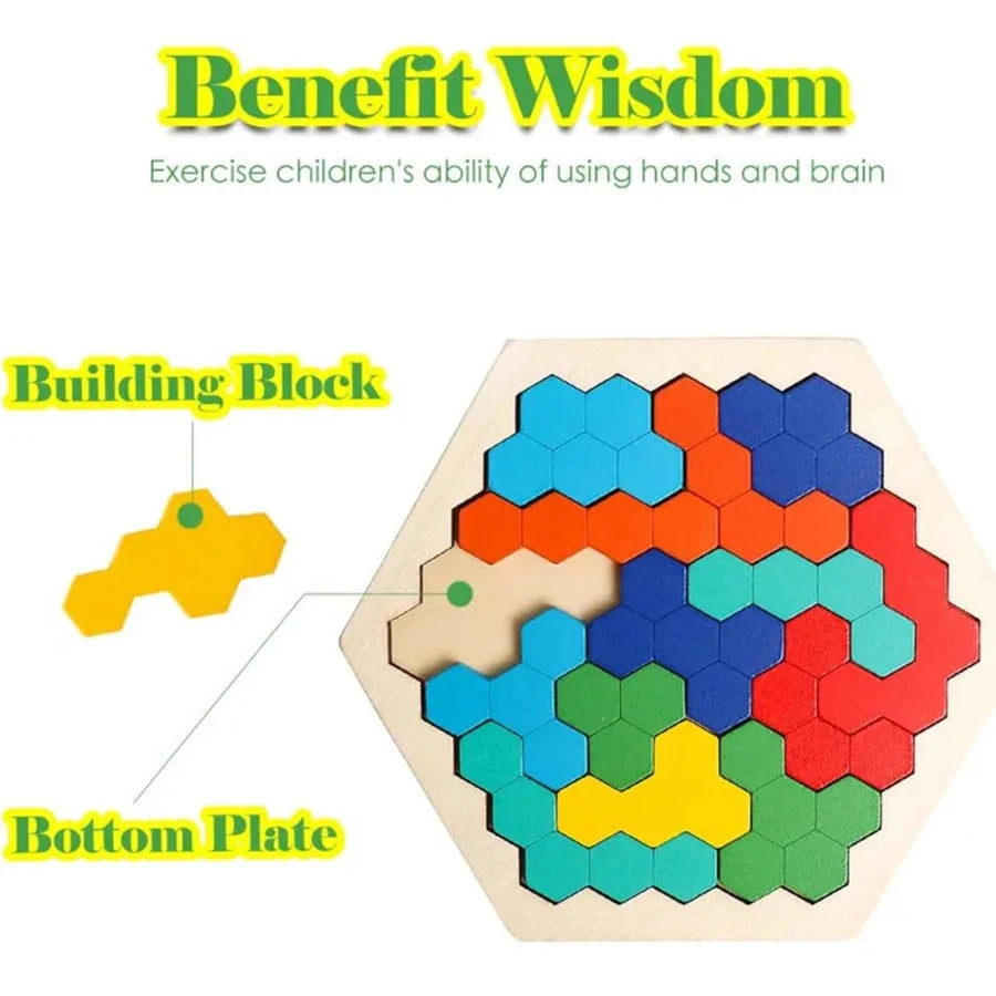 Wooden Tangram Jigsaw - Brightilo DIY Puzzle for Kids Learning & Brain Training