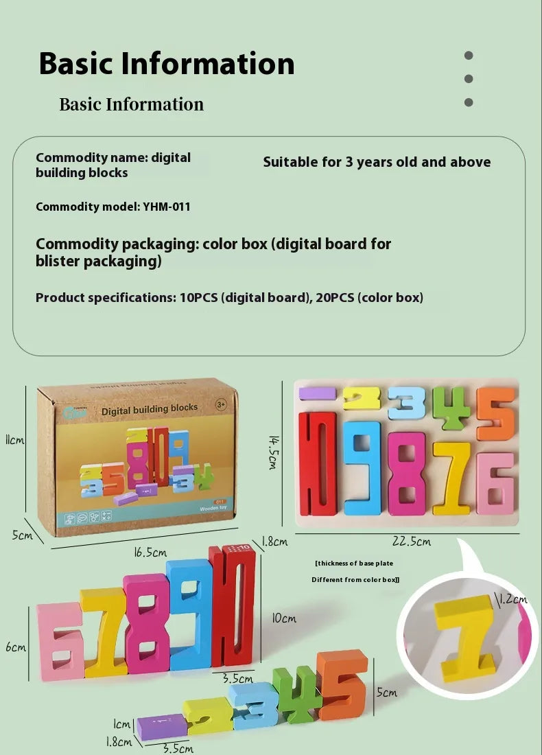 Wooden Digital Building Blocks - Brightilo Fun & Educational Learning Set