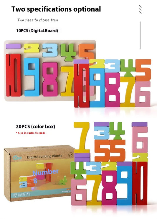 Wooden Digital Building Blocks - Brightilo Fun & Educational Learning Set