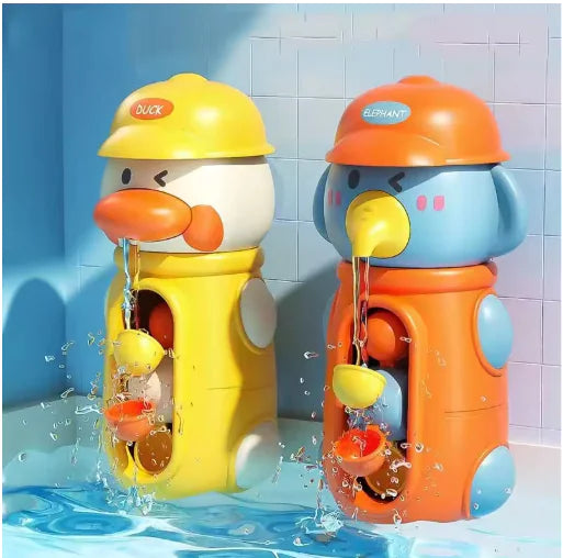 Baby Bath Toys – Brightilo Cute Duck & Elephant Waterwheel with Suction Cup