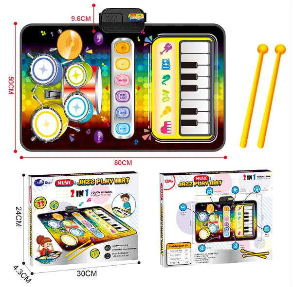 Kids Interactive Drum Kit - Brightilo 2-in-1 Musical Fun