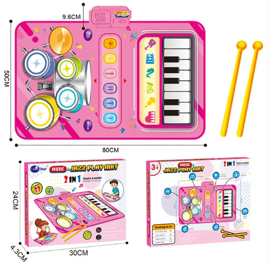 Kids Interactive Drum Kit - Brightilo 2-in-1 Musical Fun